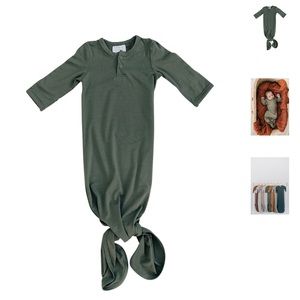 Mebie Baby 0-3M Olive Knot Gown